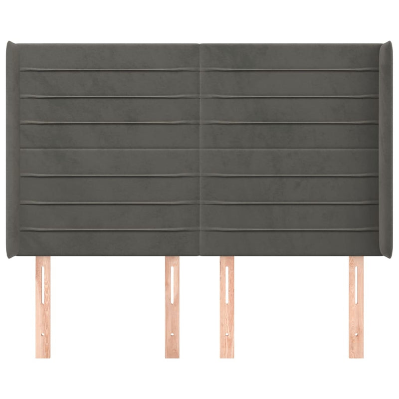vidaXL sötétszürke bársony fejtámla szárnyakkal 147x16x118/128 cm