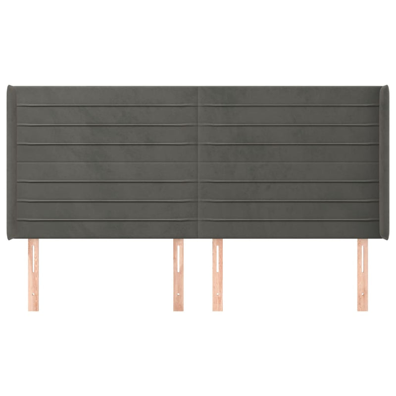 vidaXL sötétszürke bársony fejtámla szárnyakkal 163x16x118/128 cm