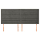 vidaXL sötétszürke bársony fejtámla szárnyakkal 203x16x118/128 cm