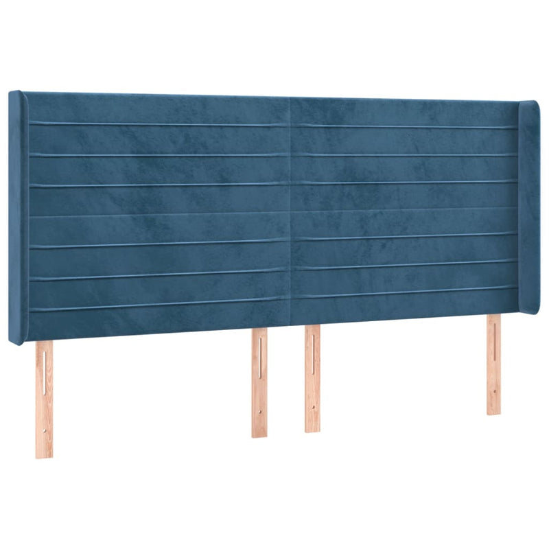 vidaXL kék bársony fejtámla szárnyakkal 203x16x118/128 cm