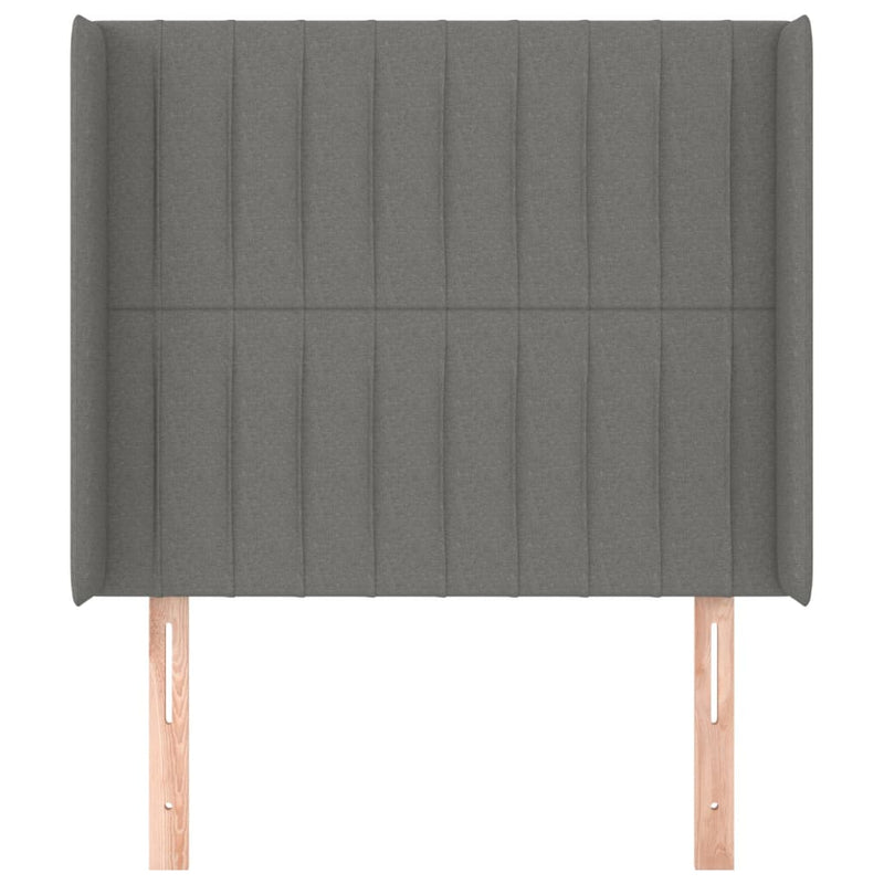vidaXL sötétszürke szövet fejtámla szárnyakkal 83x16x118/128 cm