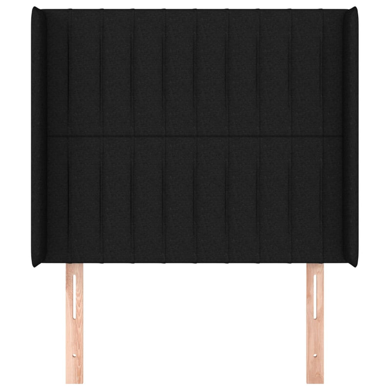 vidaXL fekete szövet fejtámla szárnyakkal 83x16x118/128 cm
