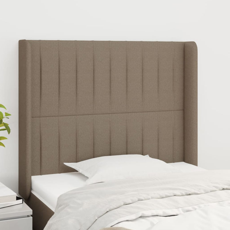 vidaXL tópszínű szövet fejtámla szárnyakkal 83x16x118/128 cm