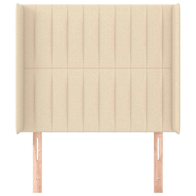vidaXL krémszínű szövet fejtámla szárnyakkal 83x16x118/128 cm