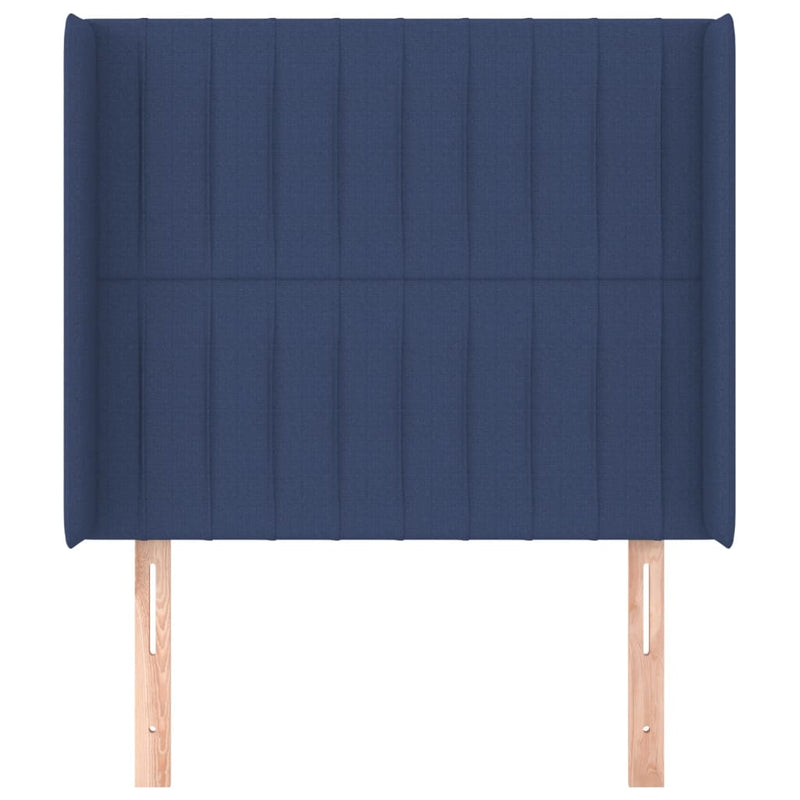 vidaXL kék szövet fejtámla szárnyakkal 83x16x118/128 cm