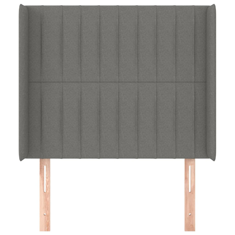 vidaXL sötétszürke szövet fejtámla szárnyakkal 93x16x118/128 cm