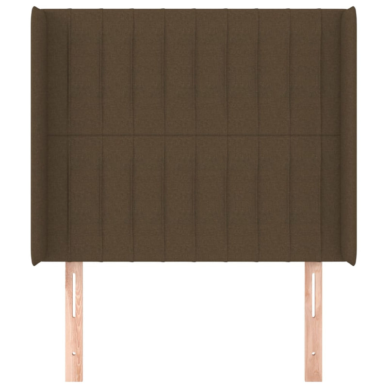 vidaXL sötétbarna szövet fejtámla szárnyakkal 93x16x118/128 cm
