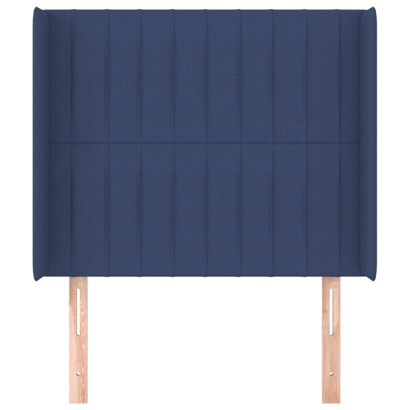 vidaXL kék szövet fejtámla szárnyakkal 93x16x118/128 cm