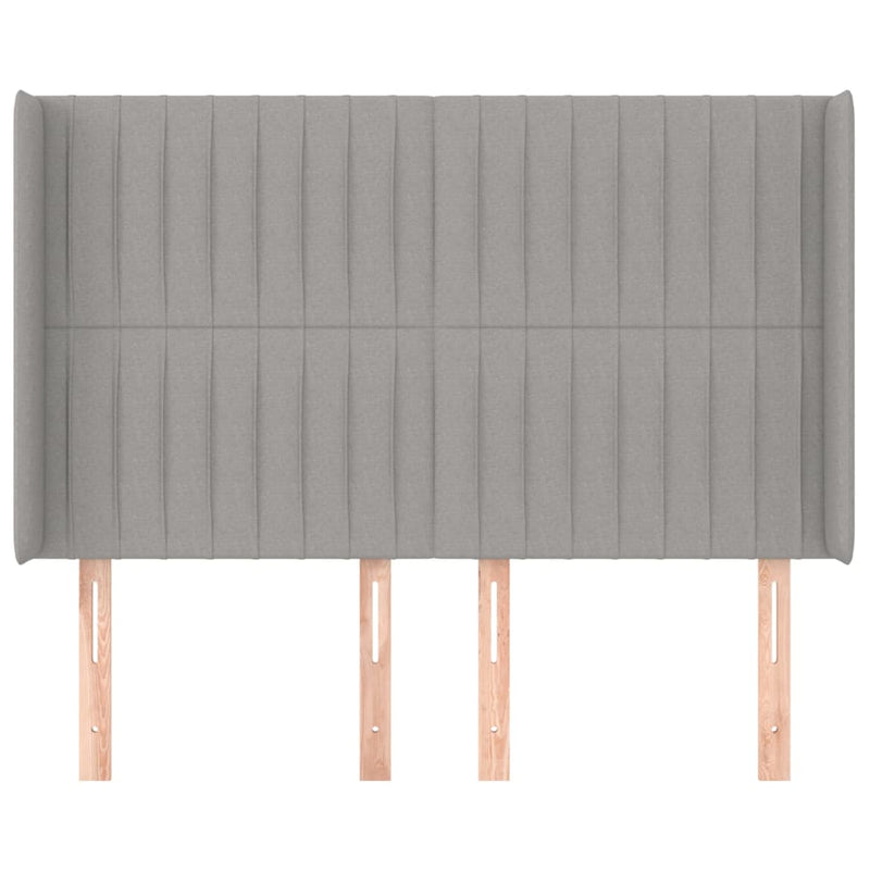 vidaXL világosszürke szövet fejtámla szárnyakkal 147x16x118/128 cm