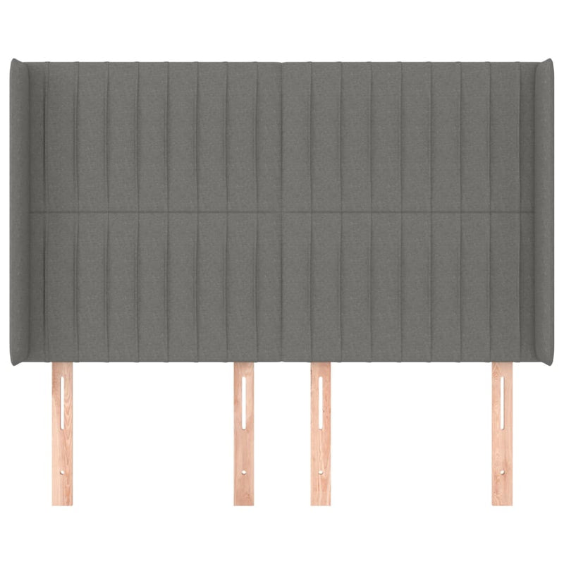 vidaXL sötétszürke szövet fejtámla szárnyakkal 147x16x118/128 cm