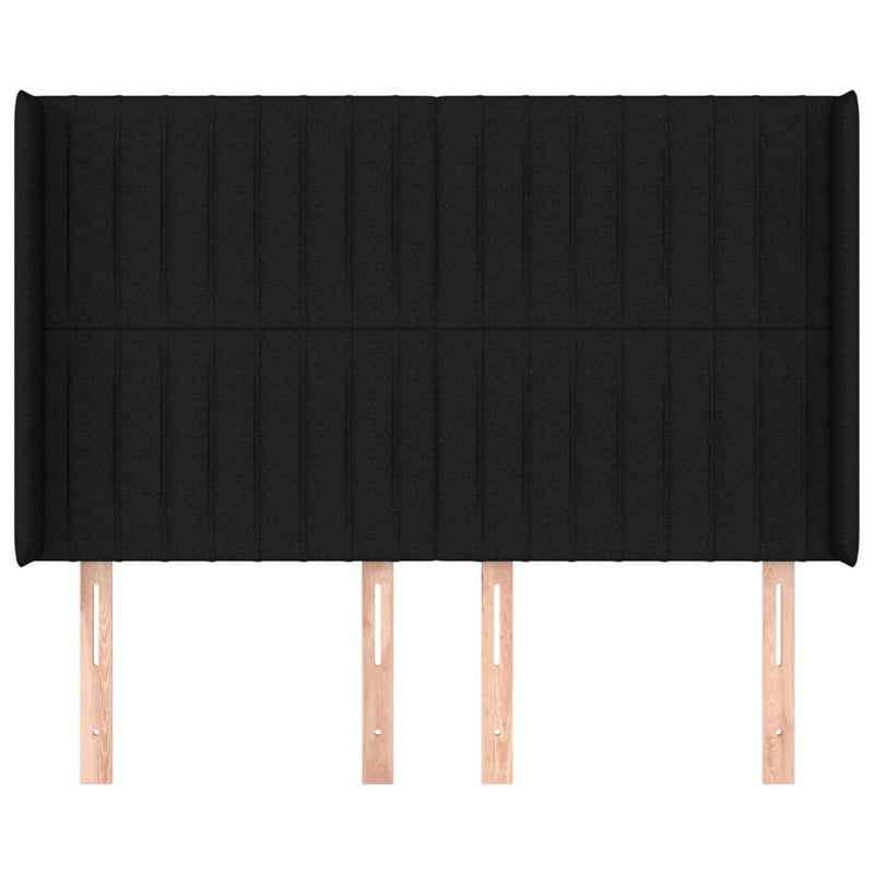 vidaXL fekete szövet fejtámla szárnyakkal 147x16x118/128 cm