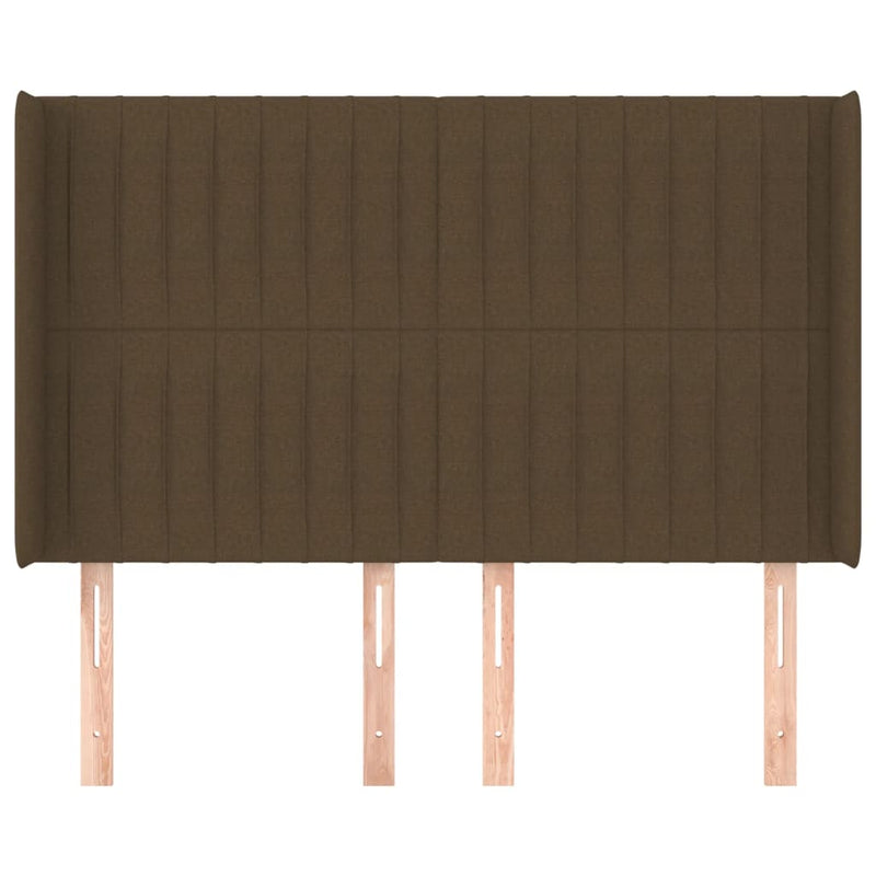 vidaXL sötétbarna szövet fejtámla szárnyakkal 147x16x118/128 cm