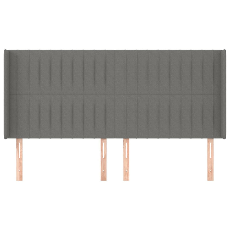 vidaXL sötétszürke szövet fejtámla szárnyakkal 163x16x118/128 cm