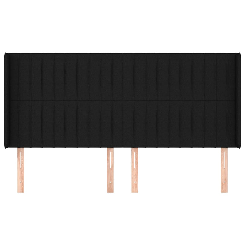 vidaXL fekete szövet fejtámla szárnyakkal 203x16x118/128 cm