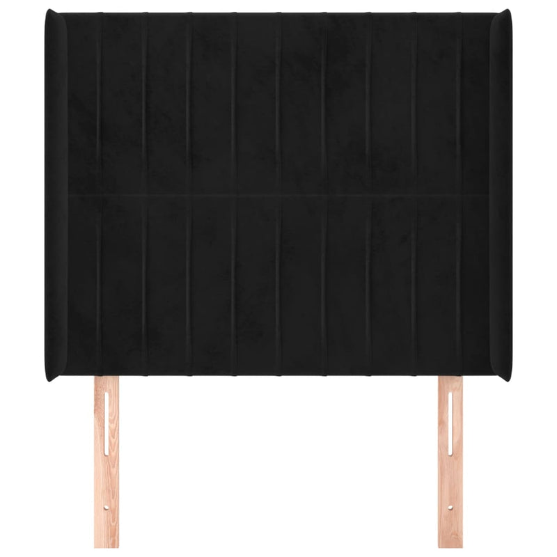 vidaXL fekete bársony fejtámla szárnyakkal 83x16x118/128 cm