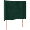 vidaXL sötétzöld bársony fejtámla szárnyakkal 83x16x118/128 cm