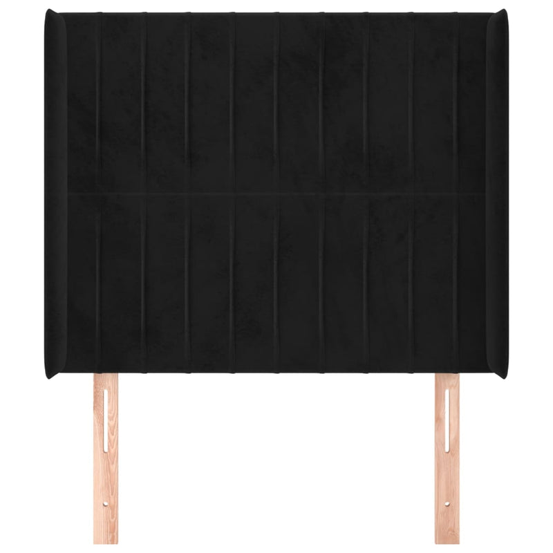 vidaXL fekete bársony fejtámla szárnyakkal 93x16x118/128 cm