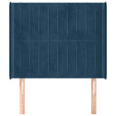 vidaXL sötétkék bársony fejtámla szárnyakkal 93x16x118/128 cm