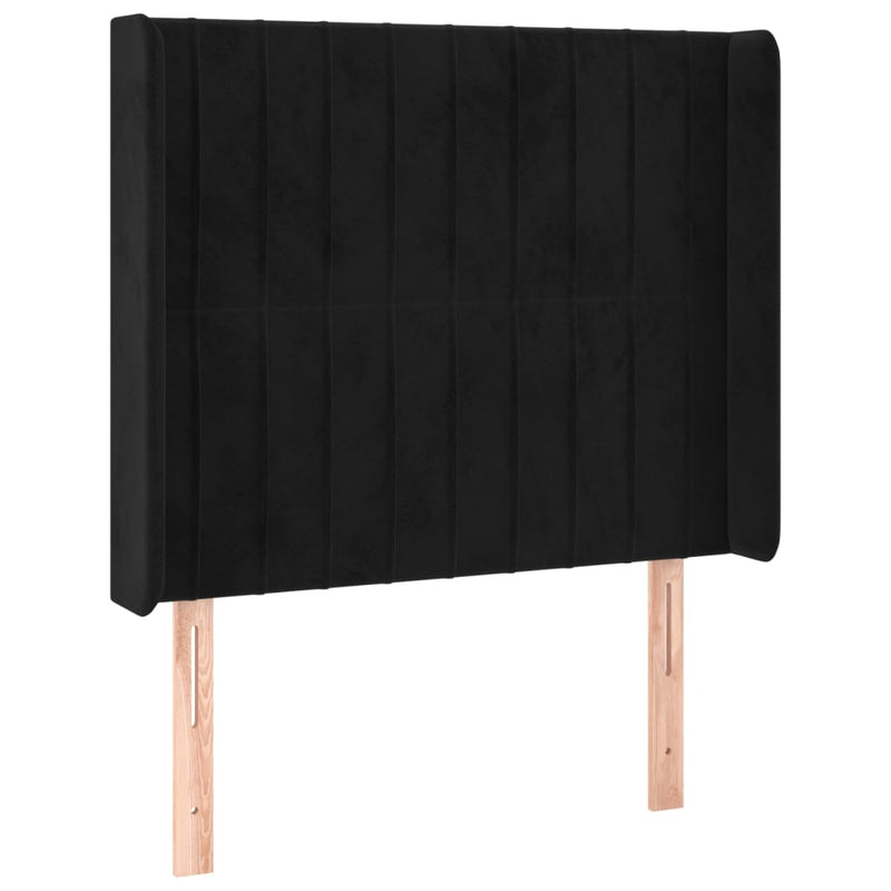 vidaXL fekete bársony fejtámla szárnyakkal 103x16x118/128 cm