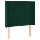 vidaXL sötétzöld bársony fejtámla szárnyakkal 103x16x118/128 cm