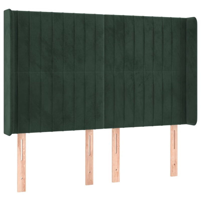 vidaXL zöld bársony fejtámla szárnyakkal 147x16x118/128 cm