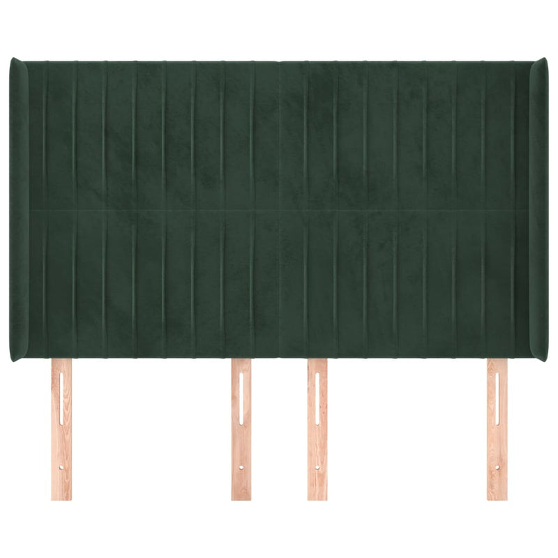 vidaXL zöld bársony fejtámla szárnyakkal 147x16x118/128 cm