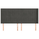 vidaXL sötétszürke bársony fejtámla szárnyakkal 163x16x118/128 cm
