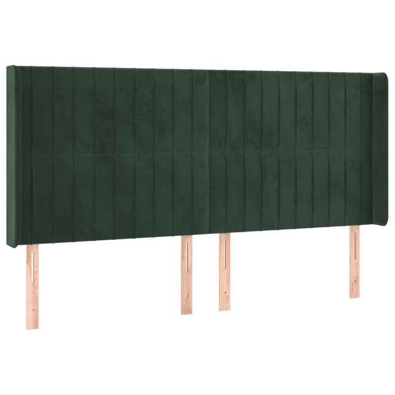 vidaXL zöld bársony fejtámla szárnyakkal 163x16x118/128 cm
