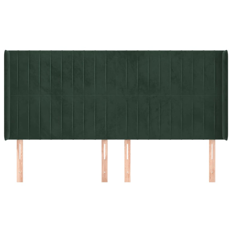 vidaXL zöld bársony fejtámla szárnyakkal 163x16x118/128 cm