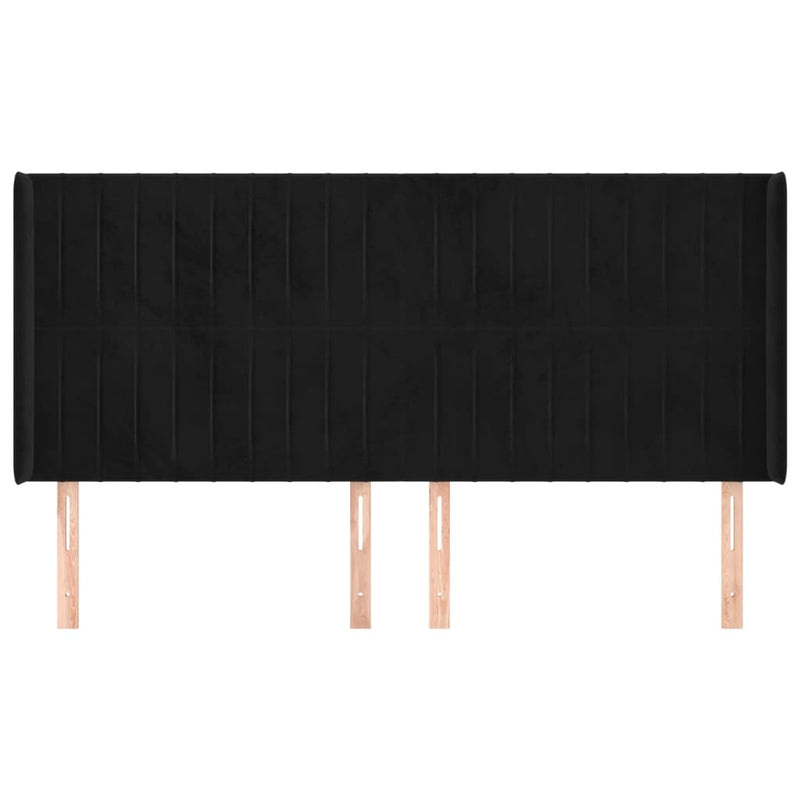 vidaXL fekete bársony fejtámla szárnyakkal 183x16x118/128 cm