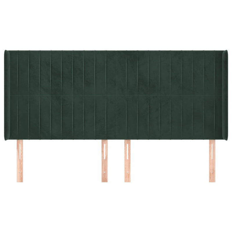 vidaXL zöld bársony fejtámla szárnyakkal 183x16x118/128 cm