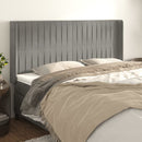 vidaXL világosszürke bársony fejtámla szárnyakkal 203x16x118/128 cm