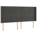 vidaXL sötétszürke bársony fejtámla szárnyakkal 203x16x118/128 cm