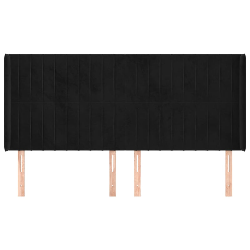 vidaXL fekete bársony fejtámla szárnyakkal 203x16x118/128 cm