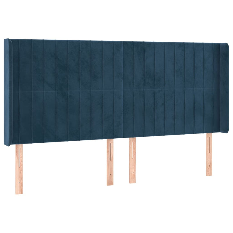 vidaXL kék bársony fejtámla szárnyakkal 203x16x118/128 cm