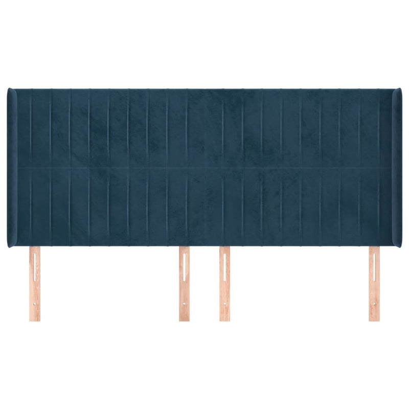 vidaXL kék bársony fejtámla szárnyakkal 203x16x118/128 cm