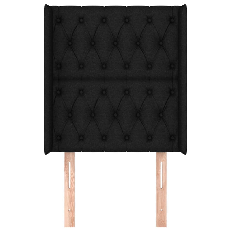 vidaXL fekete szövet fejtámla szárnyakkal 83x16x118/128 cm