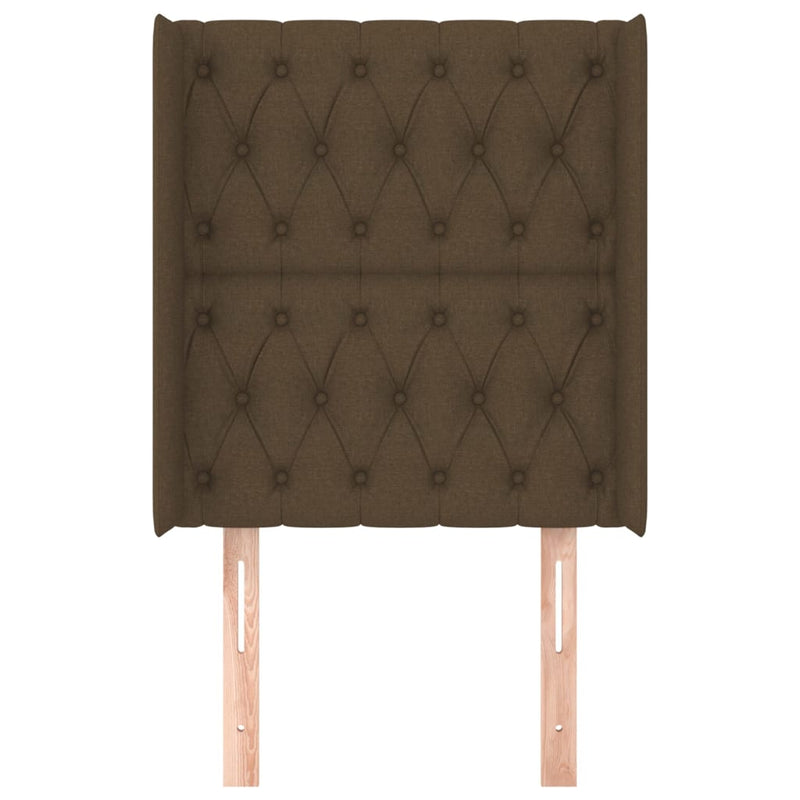 vidaXL sötétbarna szövet fejtámla szárnyakkal 83x16x118/128 cm