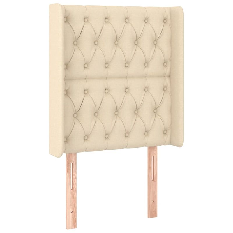 vidaXL krémszínű szövet fejtámla szárnyakkal 83x16x118/128 cm