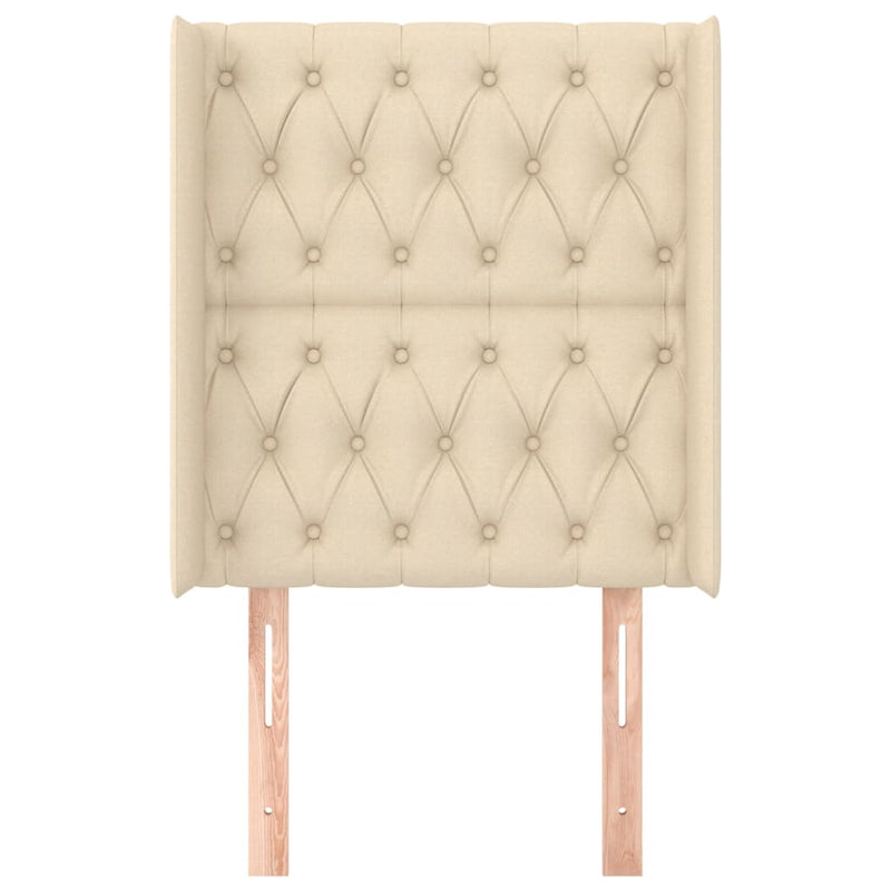 vidaXL krémszínű szövet fejtámla szárnyakkal 83x16x118/128 cm