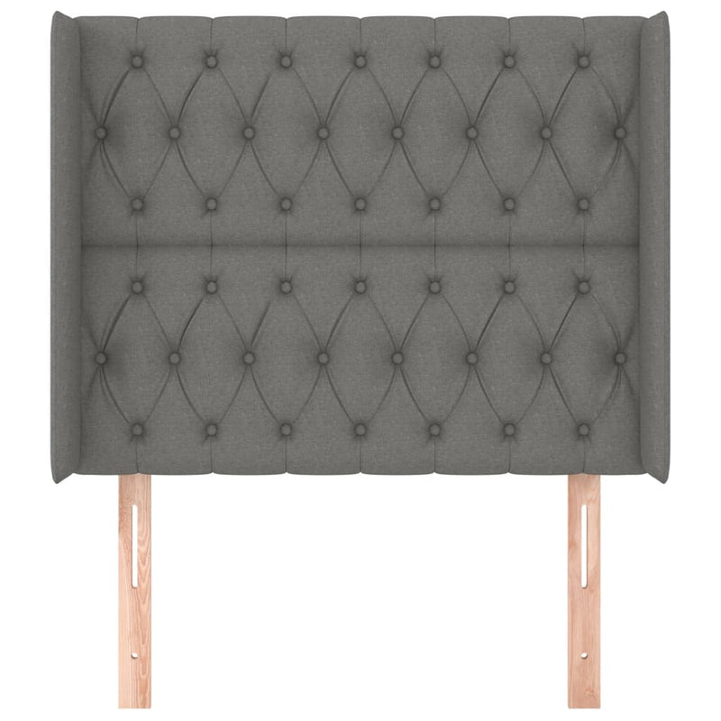 vidaXL sötétszürke szövet fejtámla szárnyakkal 93x16x118/128 cm