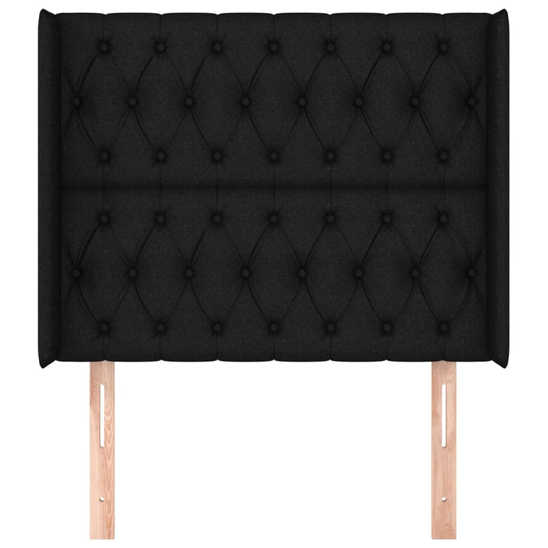 vidaXL fekete szövet fejtámla szárnyakkal 93x16x118/128 cm
