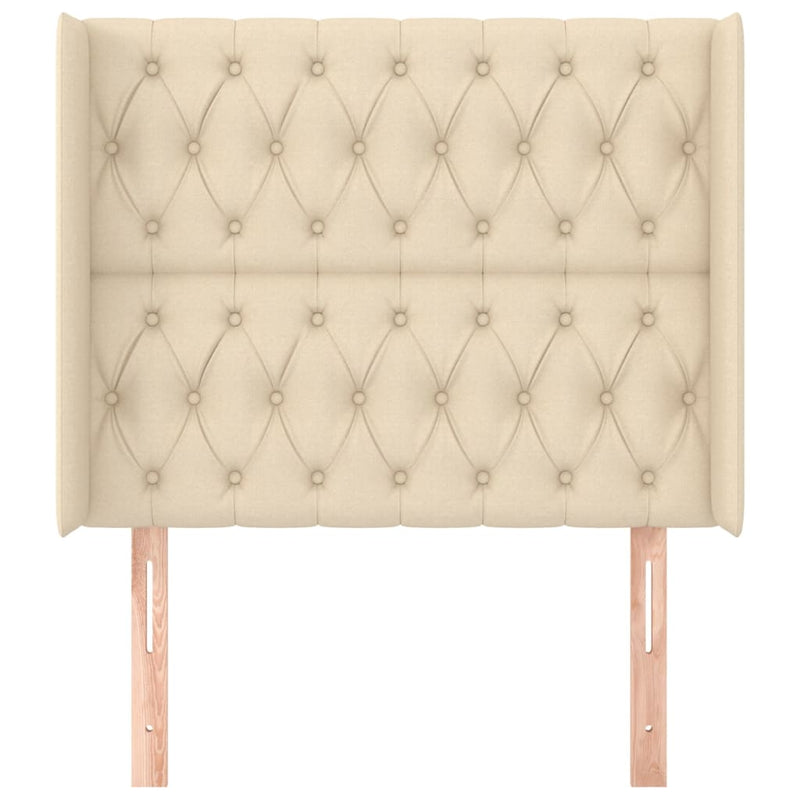 vidaXL krémszínű szövet fejtámla szárnyakkal 93x16x118/128 cm