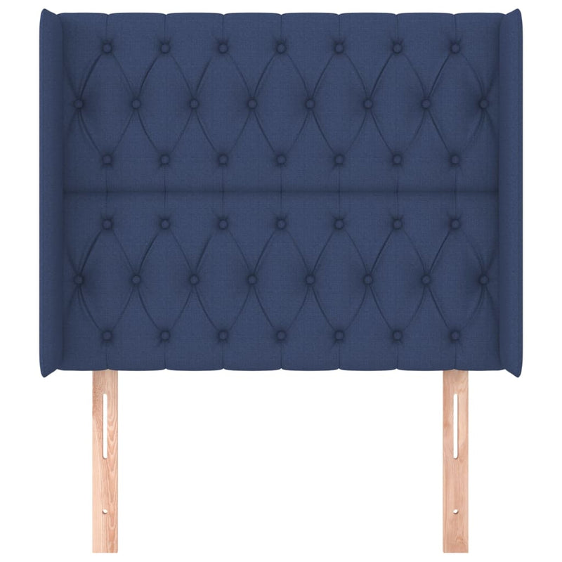 vidaXL kék szövet fejtámla szárnyakkal 93x16x118/128 cm