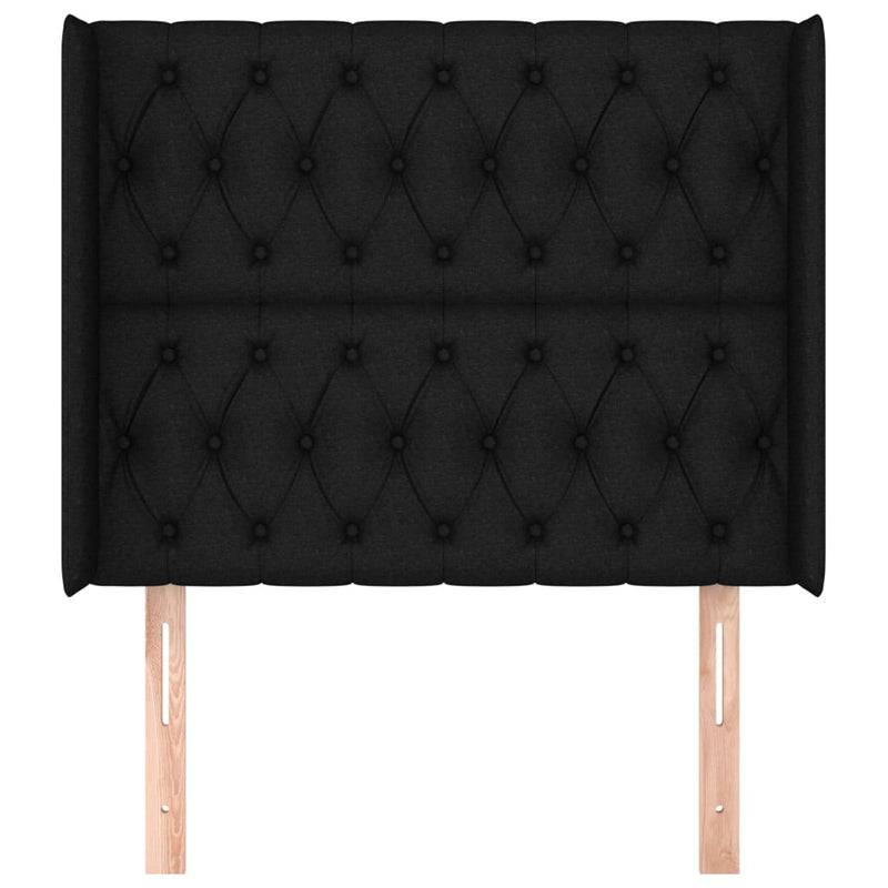 vidaXL fekete szövet fejtámla szárnyakkal 103x16x118/128 cm