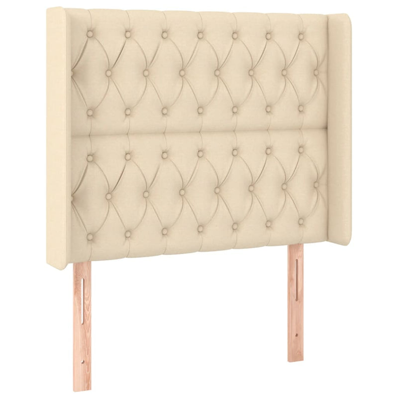 vidaXL krémszínű szövet fejtámla szárnyakkal 103x16x118/128 cm