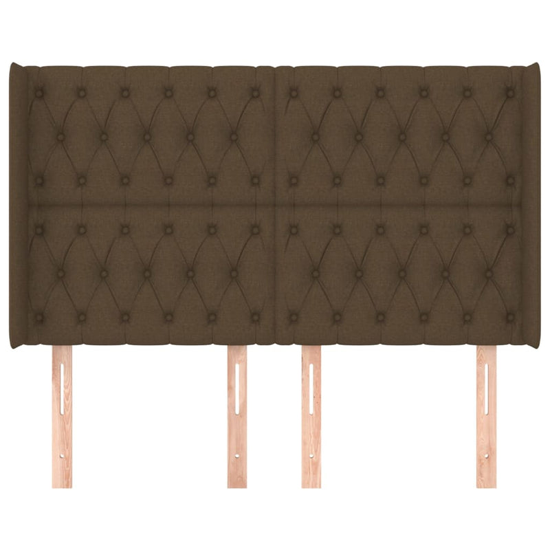 vidaXL sötétbarna szövet fejtámla szárnyakkal 147x16x118/128 cm
