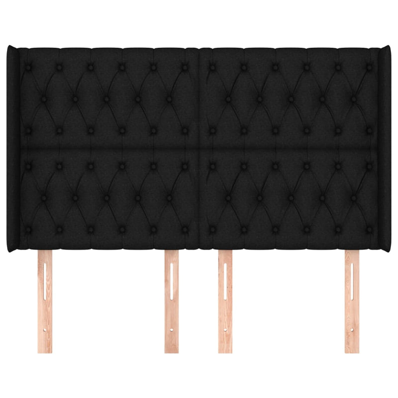 vidaXL fekete szövet fejtámla szárnyakkal 163x16x118/128 cm