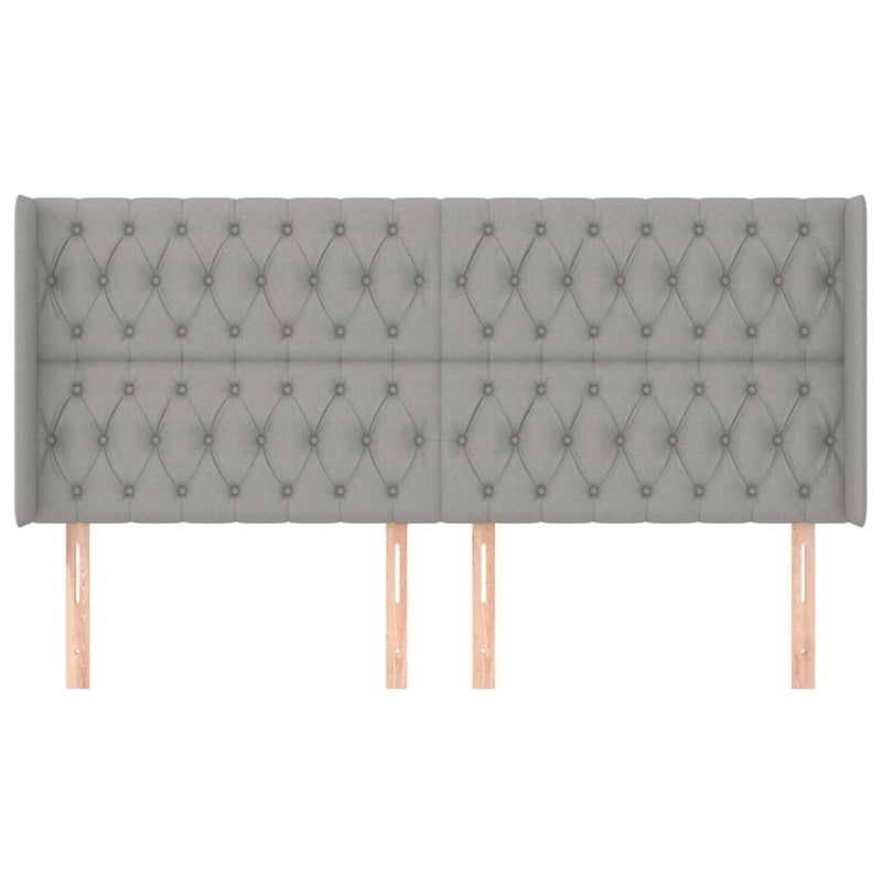 vidaXL világosszürke szövet fejtámla szárnyakkal 183x16x118/128 cm