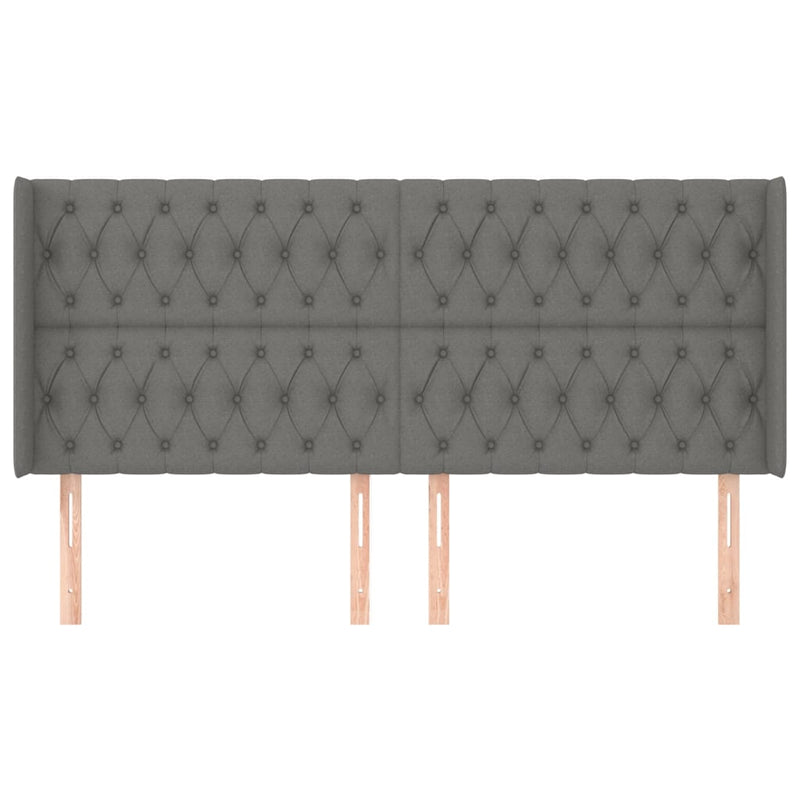 vidaXL sötétszürke szövet fejtámla szárnyakkal 183x16x118/128 cm